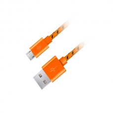 Καλώδιο Micro USB 2.0 1m Fabric braided πορτοκαλί